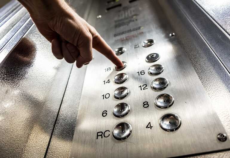 Office elevator buttons and high-touch surfaces
